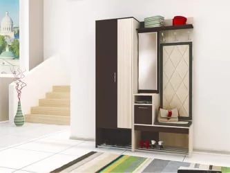 Прихожая в коридор классическая Ольга 01 Ясень шимо светлый Венге