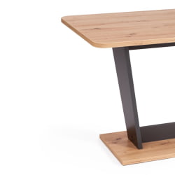 Обеденный стол FOX раздвижной ЛДСП, 68.6x110-145x75 см, Дуб артисан/Графит