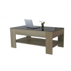 Придиванный столик BeautyStyle 26 Сонома/стекло черное