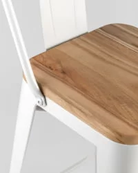 Полубарный стул Tolix Wood со спинкой Белый