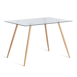 Стеклянный стол SOPHIA (mod. 5003) металл/стекло (8мм), 110 х 80 х 75 см, бук/прозрачный