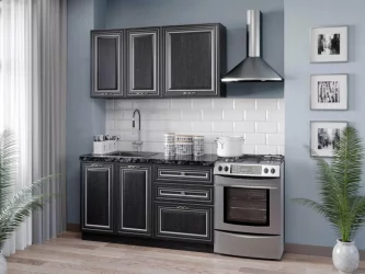Кухонный гарнитур 2000 Италия №05 Черный Дуб темный