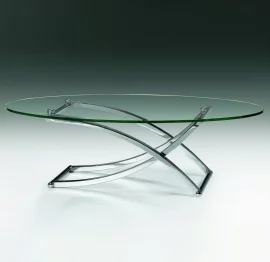 Овальный стол из стекла J02 Хром