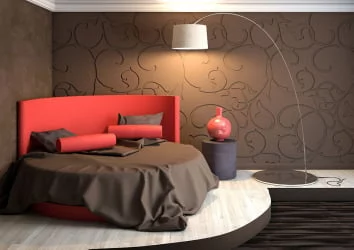 Круглая кровать Caprice 220x220 см Красная ткань