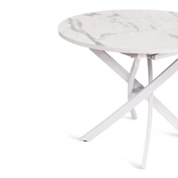 Раздвижной стол MANZANA ЛДСП/HPL/металл, 100 х 100+30 х 75 см, Мрамор светлый/белый