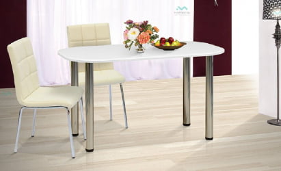 Стол на металлических опорах 130/70 (Белый металлик)