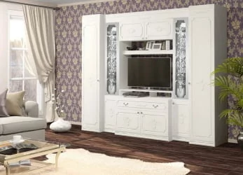 Классическая стенка в гостиную Мария Луиза 1 Бодега Белый