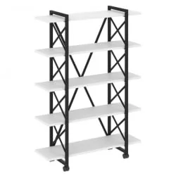 Стеллаж на колесных опорах - 5 полок LOFT VR.L-MST.K-5.8V Металл черный Белый Бриллиант