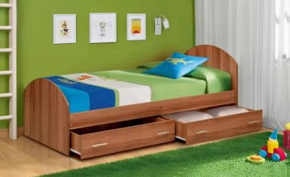 Односпальная кровать с ящиком с ящиками на уголках №2 ЛДСП 900*2000 Ясень Анкор темный