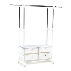 Вешалка NY-3297 металл, 76-130*43*109-165см, хром/белый