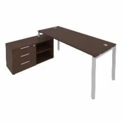 Рабочая станция на П-образном м/к с опорной тумбой левая Metal System БП.РС-СТС-2.5 Л Венге/Серый