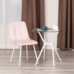 Дизайнерский стул CHILLY (mod. 7094-1) вельвет/металл, 44,5х52,5х86 см, pink (розовый) HLR39 / белый