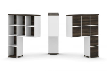 Надставка на стол высокая односторонняя + задняя стенка (8 шт.) CONCEPT CN.ONV-001 Дуб Мали Белый бриллиант Белый металл