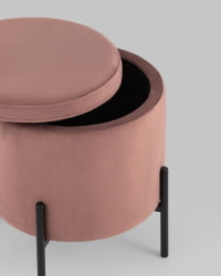 Пуф Грейс с ящиком велюр Пыльно-розовый