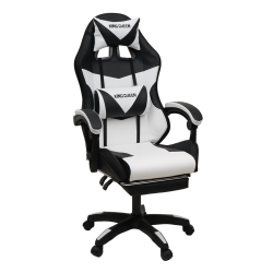 Кресло 908 KINGQUEEN цвет черный/белый с массажем и подсветкой 908-black-white-mass