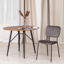 Стул CAROL (mod. UC06) металл, вельвет, 45 х 56 х 82 см, Light grey (светло-серый) HLR24 / черный