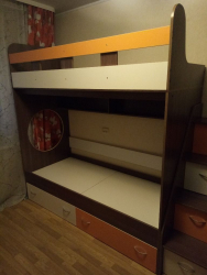 Кровать Юниор 1 (без бортика) бодего,Белое дерево,оранж