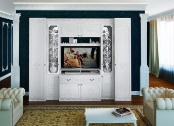 Классическая стенка в гостиную Мария Луиза 1 Бодега Белый