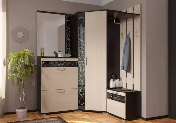 Угловой шкаф в прихожую Юнона-2 ШУ-02 Венге - Дуб молочный