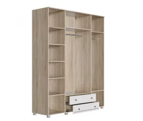 Шкаф четырехстворчатый Мадлен 06 Дуб сонома светлый Ясень белый Серебро