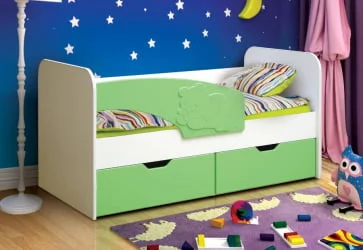 Кровать детская Винни-Пух 800*1700 Белый/Зеленый матовый