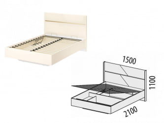 Кровать с ящиком Монако 903.31 Белый шпон/Даллас Айвори