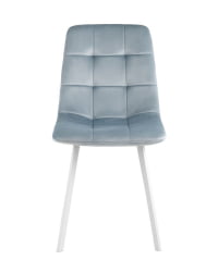 Комплект из двух стульев Chilly велюр серо-голубой ножки металл белые