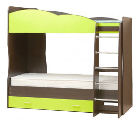 Кровать детская двухъярусная Юниор-2.1 Венге/Лайм