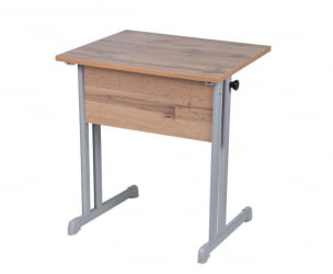 Парта одноместная прямые углы (рост 3-7) Дуб Вотан/Металл Серый