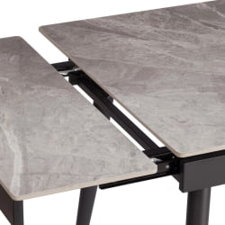 Раздвижной стол Lord Grey/Лорд Грей столешница керамика (глянцевая) / опоры металл, серый/черный, (120+30+30)x80x75 см