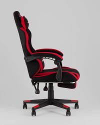 Кресло спортивное TopChairs Prophet с оттоманкой ткань черно-красный