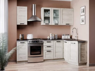 Угловой кухонный гарнитур 2400 Винченца №2 Белый Дуб Крафт белый