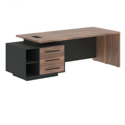 Стол руководителя левый VELION VENEER VRCT 2390 L Американский орех Яшма черная