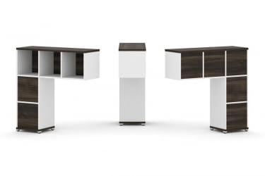 Надставка на стол низкая односторонняя + задняя стенка (5шт.) + блок с 2-мя ящиками (2шт.) CONCEPT CN.ONN-003 Дуб Мали Белый бриллиант Белый металл