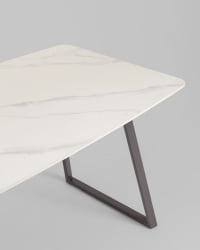 Стол обеденный Vermont 140*80 см керамика белая ножки серые