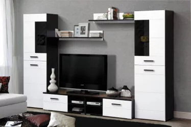 Набор мебели для гостиной Грация 1.6 МДФ глянец Венге/Белый