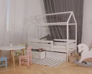 Детская кровать с бортиком RooRoom кд-33Р с ящиками Розовый