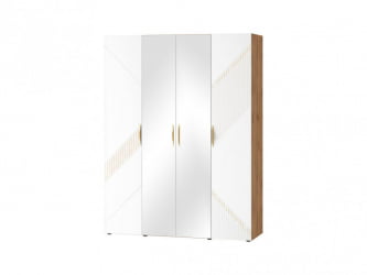 Шкаф четырехдверный с зеркалом (лев/прав) Монако 903.14 Дуб Вотан / Белый шпон / Альпийский белый