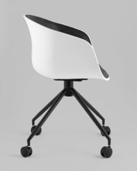 Кресло офисное LIBRA пластик белый экокожа черная на колесиках