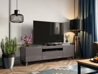 Тумба под ТВ Бруклин 1600 с опорами Оникс Серый глянец