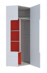 Угловой шкаф Палермо Юниор 08 Белый глянец Ясень шимо светлый Красный