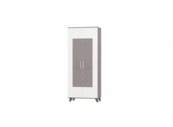 Двустворчатый шкаф Элена Лайт 2 Ясень Черный Бодега Белый