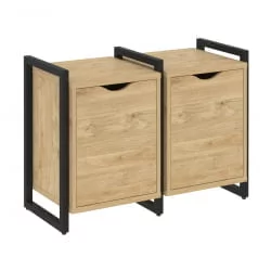 Тумба на регулируемых опорах наборная. Вариант №2 LOFT VR.L-TN-2.O Металл черный Тиквуд светлый