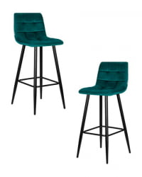 Стул барный ДОБРИН НИCОЛЕ (черные матовые ножки, морской волны велюр (108-119)) 2 шт / DOBRIN NICOLE