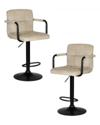 Стул барный DOBRIN KRUGER ARM BLACK (бежевый вельвет (LAR-E2041-04)) 2 шт