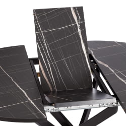 Раздвижной стол MANZANA ЛДСП/HPL/металл, 100 х 100+30 х 75 см, Мрамор черный/черный