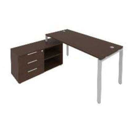 Рабочая станция на П-образном м/к с опорной тумбой левая Metal System Б.РС-СТС-2.4 Л Венге/Серый_0