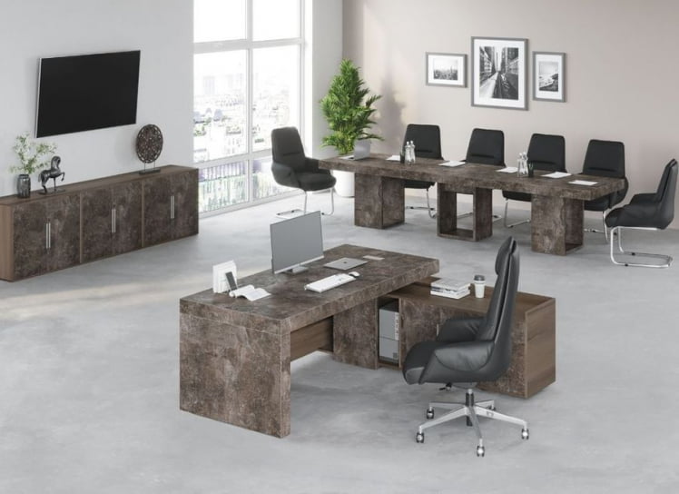 Шкаф низкий с горизонтальной нишей B-TONE BTN36154042 Вяз Бетон темный_1