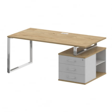 Стол руководителя с опорной тумбой , правый SHIFT SK.SRT-180 (R) Тиквуд Светлый/Белый Бриллиант_0