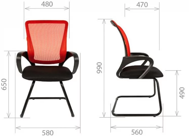 Кресло для посетителей Чаирман 969 В сетка оранжевая/ткань черная / Chairman V_3